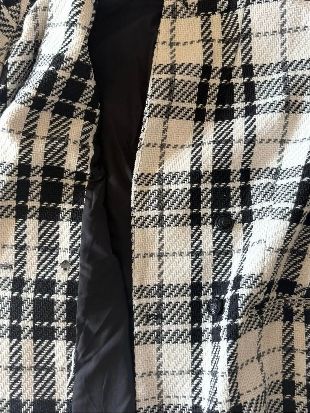 H&M Black and White Plaid Blazer Jacket
